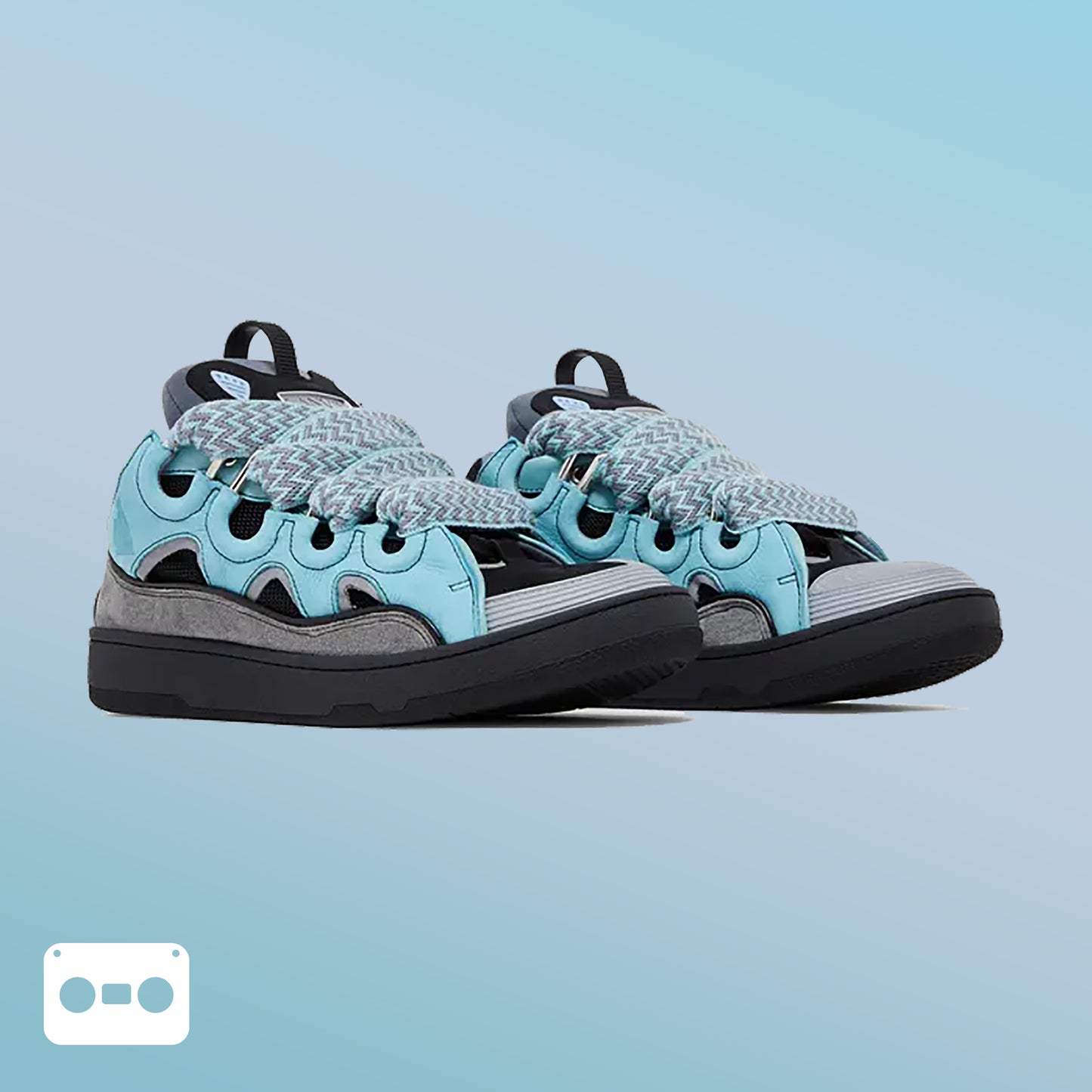 #Lanvin #Curb ##Sneakers #LightBlue #Anthracite